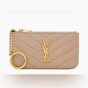 YSL Keychain Wallet - Taupe